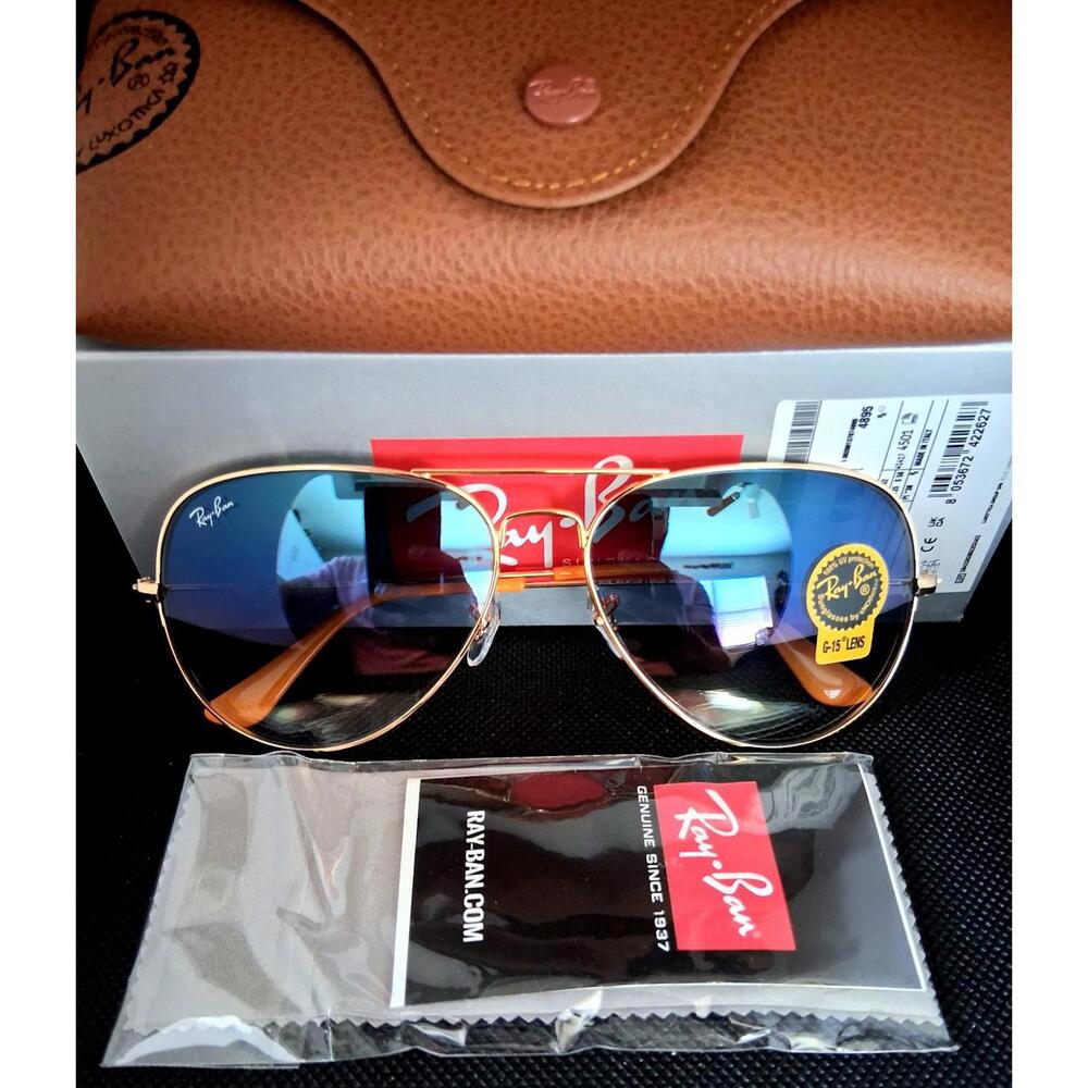 Ray-Ban RB3026 Gold Frame Blue Gradient Lens 62mm Sunglasses